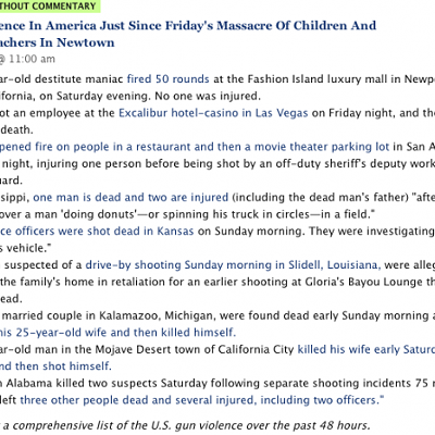 Image: A list of shootings in U.S. since Friday's massacre
