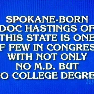 Image: Lawmaker Doc Hastings earns Spokane a dubious shout-out on Jeopardy