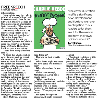 Spokesman-Review runs the controversial Charlie Hebdo cover