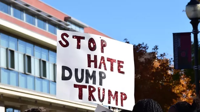 Image: 'Trump Wall' at WSU is met by scores of protesters