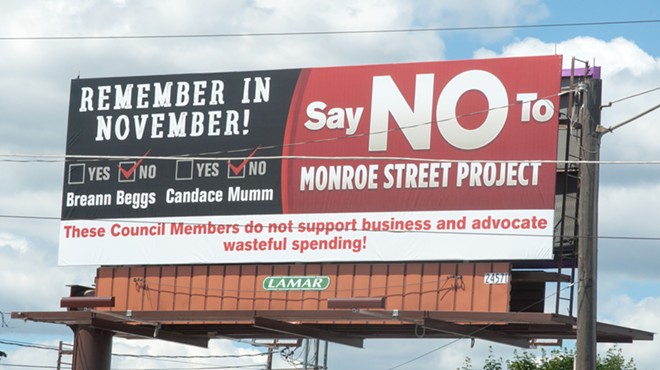 Image: Councilmembers Beggs and Mumm never voted on Monroe  lane reduction — but billboard targets them anyway