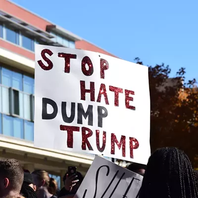 Image: 'Trump Wall' at WSU is met by scores of protesters