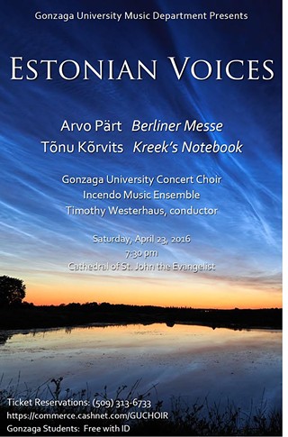 Estonian Voices: GU Concert Choir Spring Masterworks
