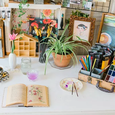 Image: A backyard shed isn't just for garden tools &mdash; it can also be an artistic refuge