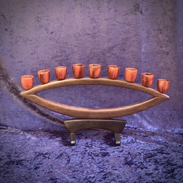 Hand Carved Wooden Menorah