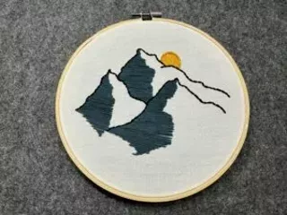 Image: Hand Embroidery: A Mountain Sunrise