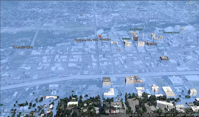 How much sea levels would have to rise to drown Spokane