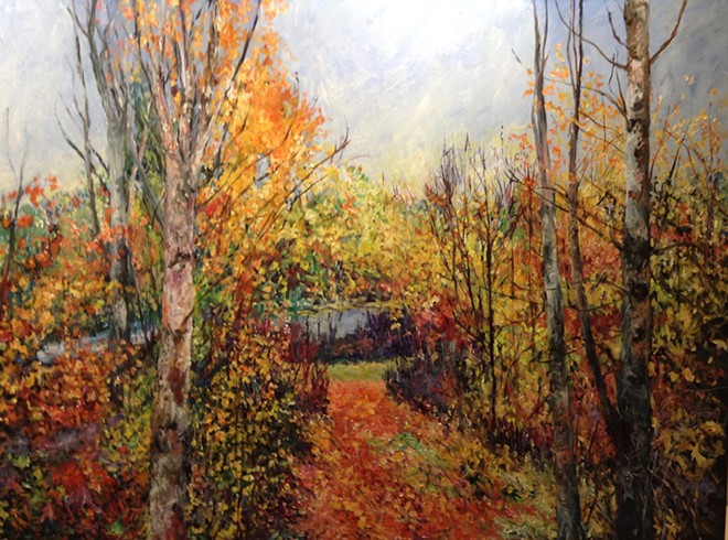 Last Day Of Fall On Latah Creek 36"x48" Oil On Canvas  c LR Montgomery