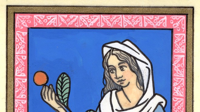Medieval Illuminated Manuscripts: Woman with Marigolds