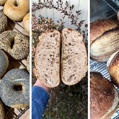 Image: Noah Rosen used to regularly ply the waves and the Santa Monica Farmers Market, &#10;now he's Spokane's punk bread baker