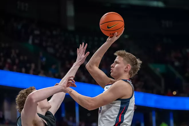Image: Photos of Gonzaga's 81-50 win over Portland at the Community Cancer Fund Classic at the Spokane Arena on Thursday, January 2, 2025