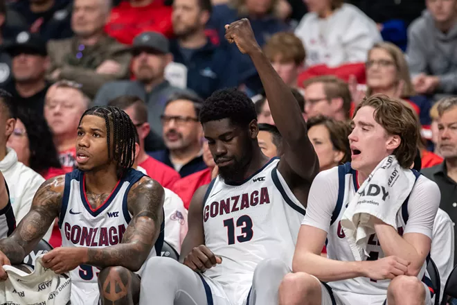 Image: Photos of Gonzaga's 81-50 win over Portland at the Community Cancer Fund Classic at the Spokane Arena on Thursday, January 2, 2025