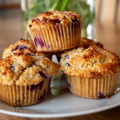 Image: Recipe: Millet & Yogurt Blueberry Bran Muffins