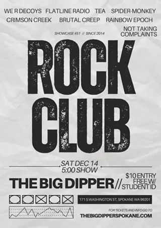 Image: Rock Club Showcase: We R Decoys, Flatline Radio, TEA, Spider-Monkey, Crimson Creek, Brutal Creep, Rainbow Epoch, Not Taking Complaints