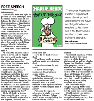 Spokesman-Review runs the controversial Charlie Hebdo cover