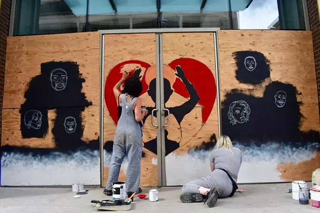 Image: Temporary murals replace shattered windows across Spokane in the wake of the city's Black Lives Matter protests
