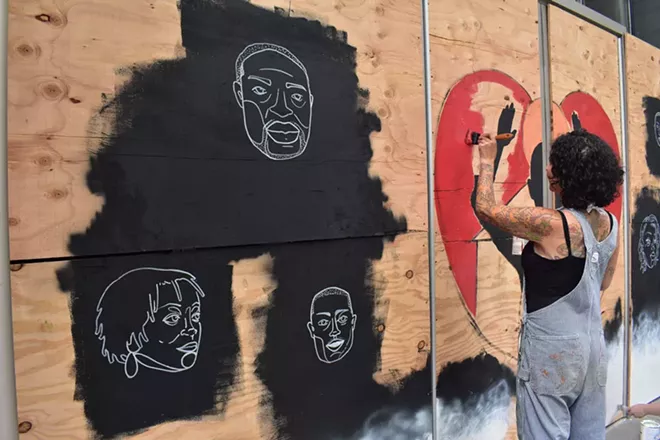 Image: Temporary murals replace shattered windows across Spokane in the wake of the city's Black Lives Matter protests