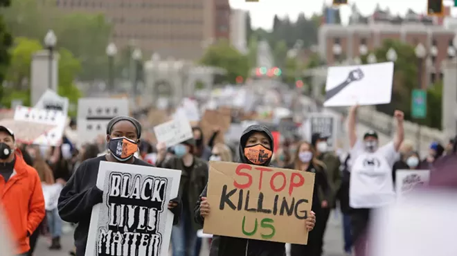 Image: Thousands turn out for today's protest against police brutality in downtown Spokane and march in the streets