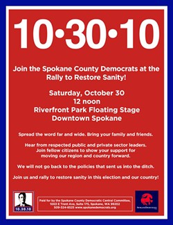 TOMORROW: Spokane's smaller, more partisan, Rally to Restore Sanity
