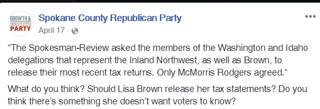 If McMorris Rodgers were advising Trump: "I would say, 'release your tax returns."