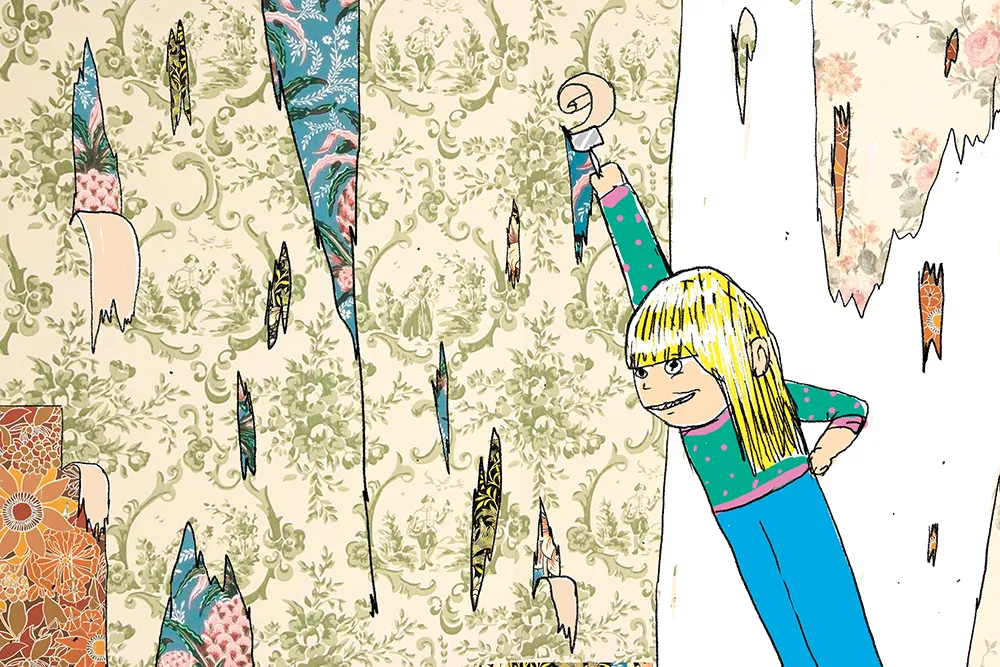 Accidentally seeing meaning in vintage wallpaper and its painstaking removal
