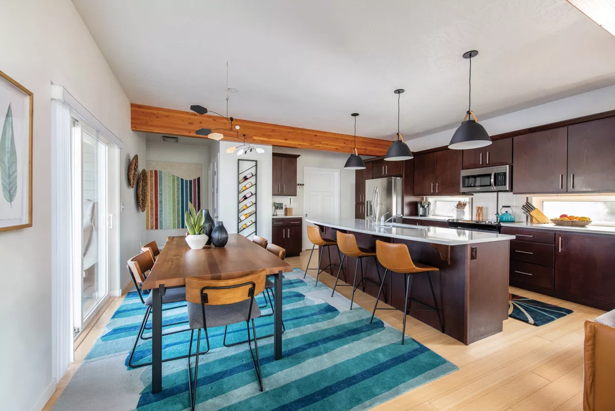 Designer Stephanie Sarro's great room reflects her cheerful style