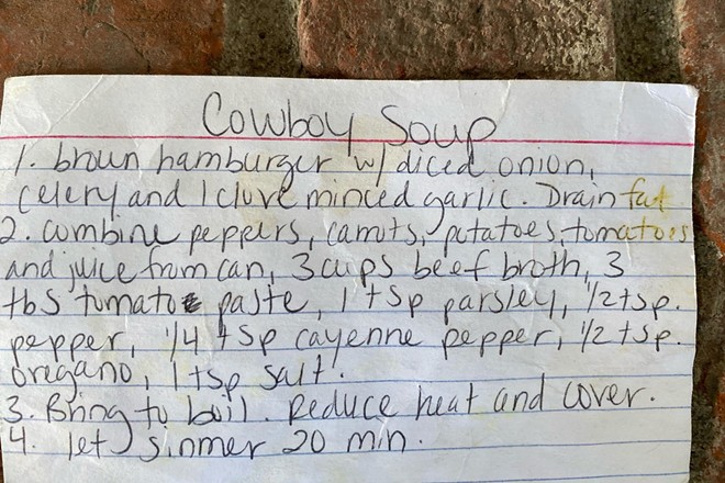 The next council candidate recipe: Cowboy Soup, by Jonathan Bingle's grandma