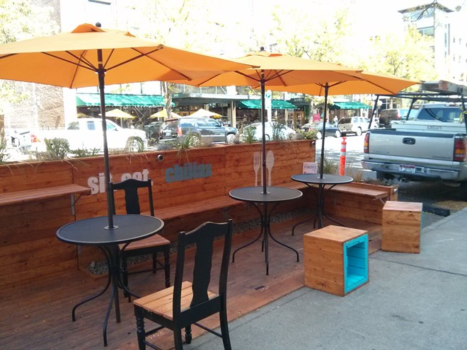 Spokane's first parklet popped up overnight this week