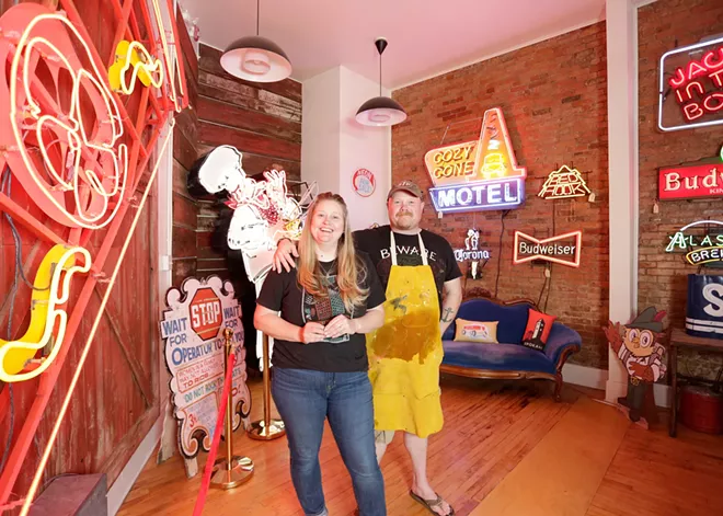 Chris Bovey's relocated store is giving more space to his prints and collection of neon signage