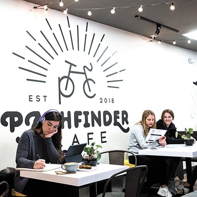 The newly opened Pathfinder Cafe shares a home with a South Hill bike shop