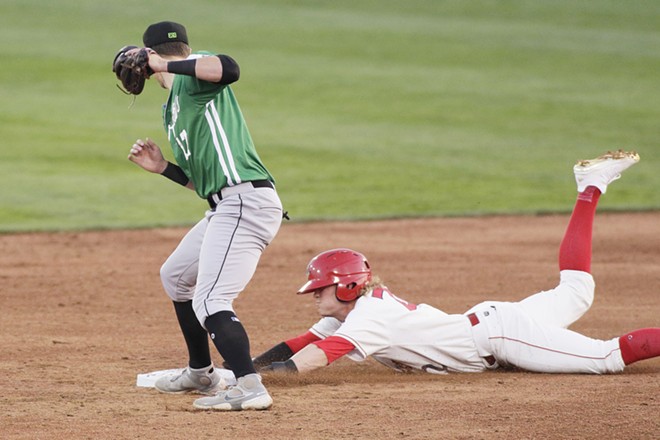 Photos of the Spokane Indians opening day win over the Eugene Emeralds at  Avista Stadium on Apr. 11, 2023, Spokane, The Pacific Northwest Inlander