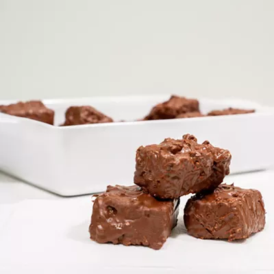 Image: When you're craving a simple sweet edible, try this recipe for chocolate-covered crispy rice cereal treats